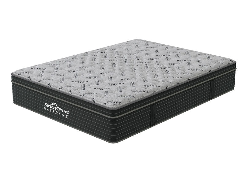 Angled view cool comfort pillow top hybrid mattress